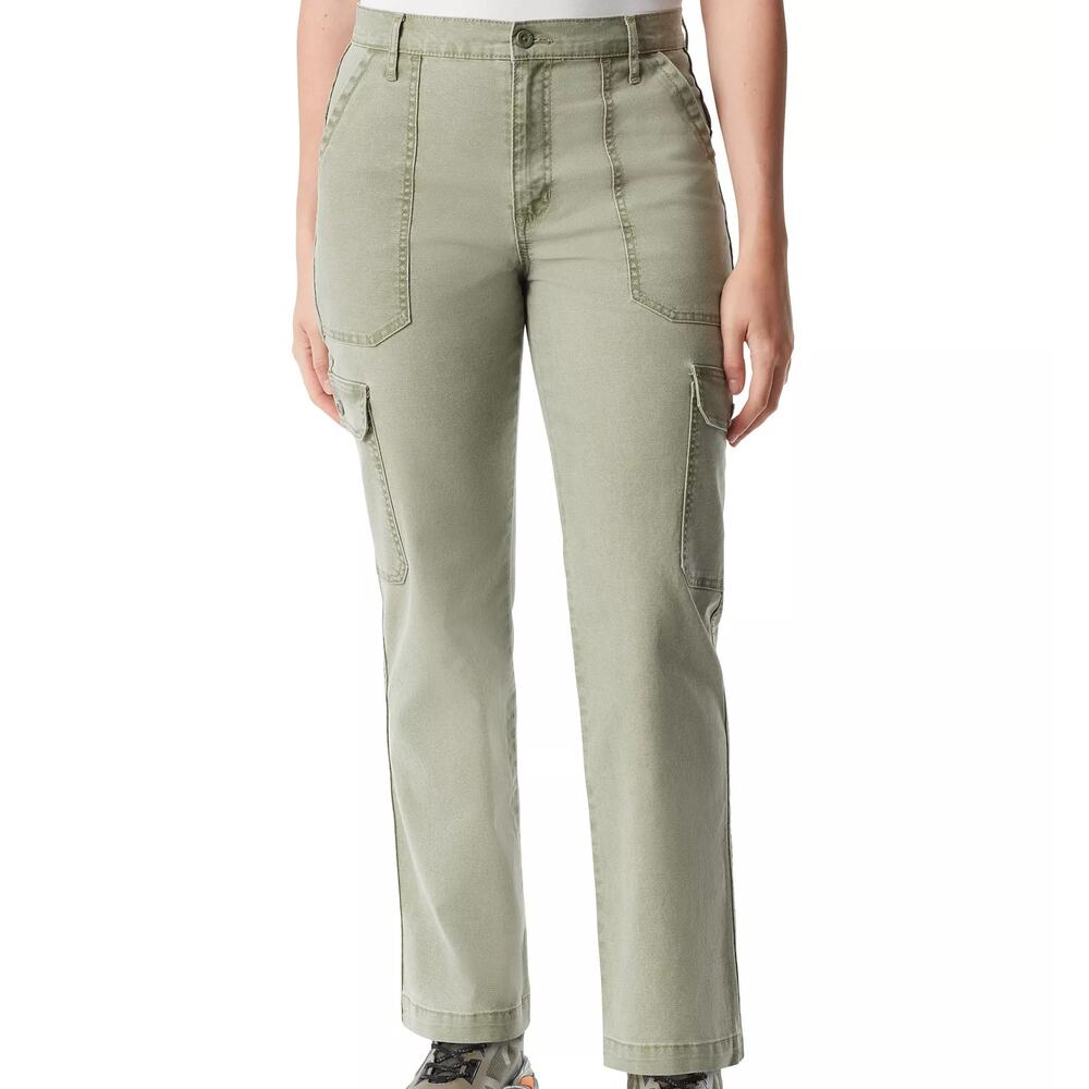 BASS Outdoor Women High Rise Straight Fit Cargo Pants Size 4 Deep Lichen Green